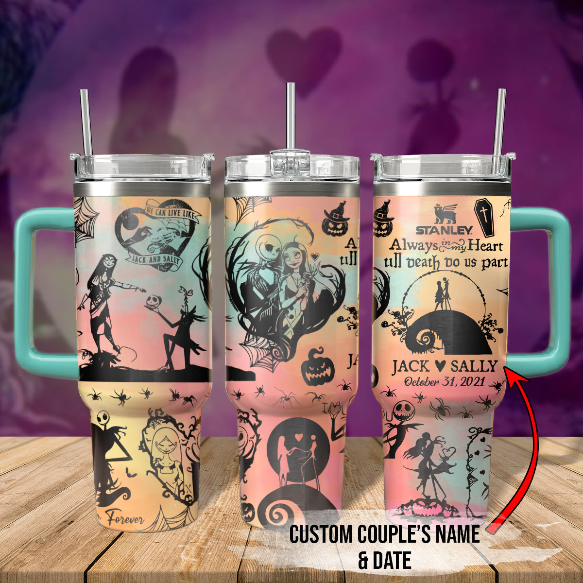 Couple Custom Nightmare Before Christmas 40oz Tumbler - 408VTTLTB031