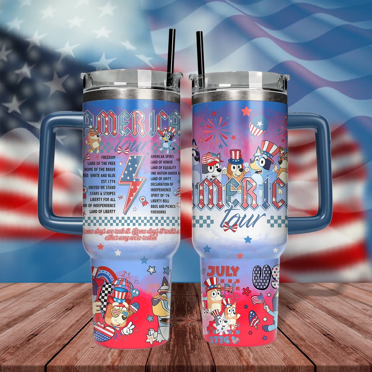 40oz Bluey 4th Of July - Loving Kids & Parents TLA72