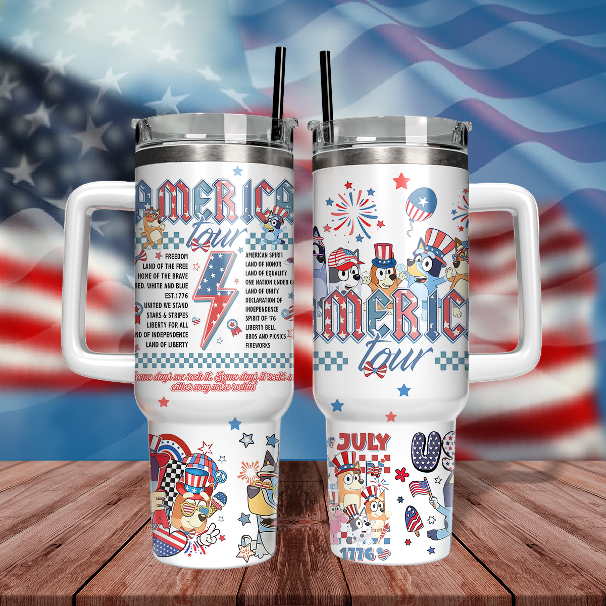 40oz Bluey 4th Of July - Loving Kids & Parents TLA72