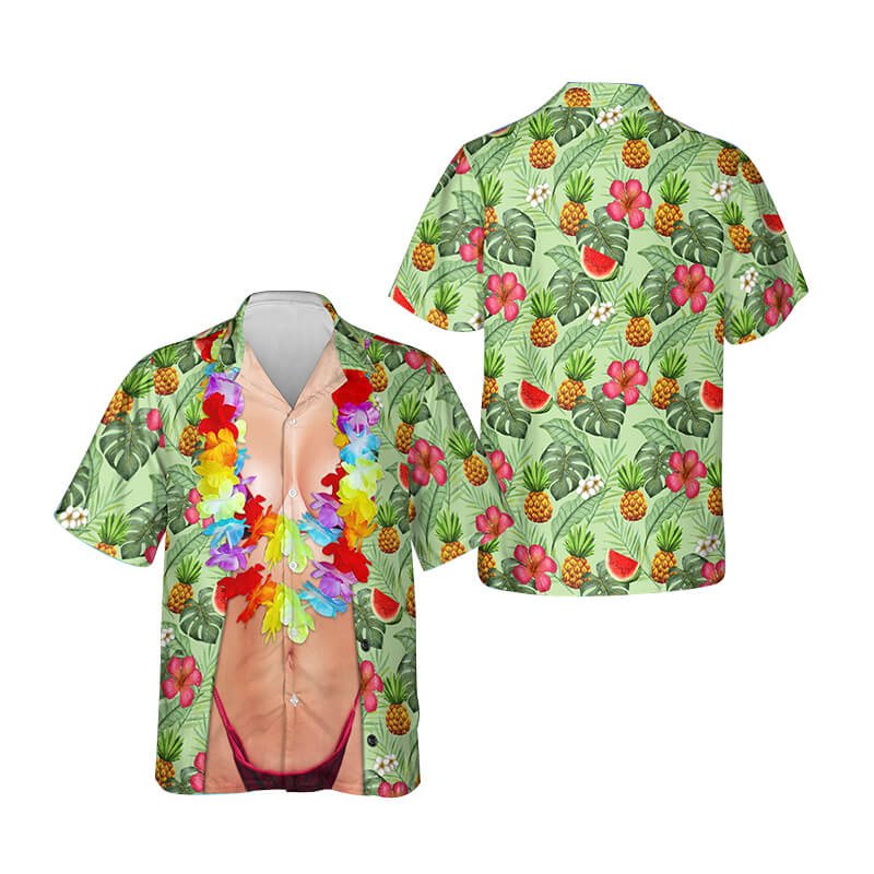 Funny Aloha Tropical Flowers Costume Girl Sexy Unisex Hawaiian Shirt