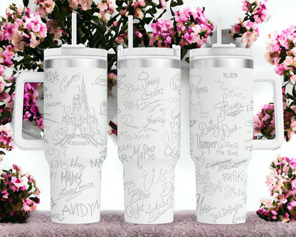 Disney character signatures around the magical castle 40oz Tumbler 1305TLS1