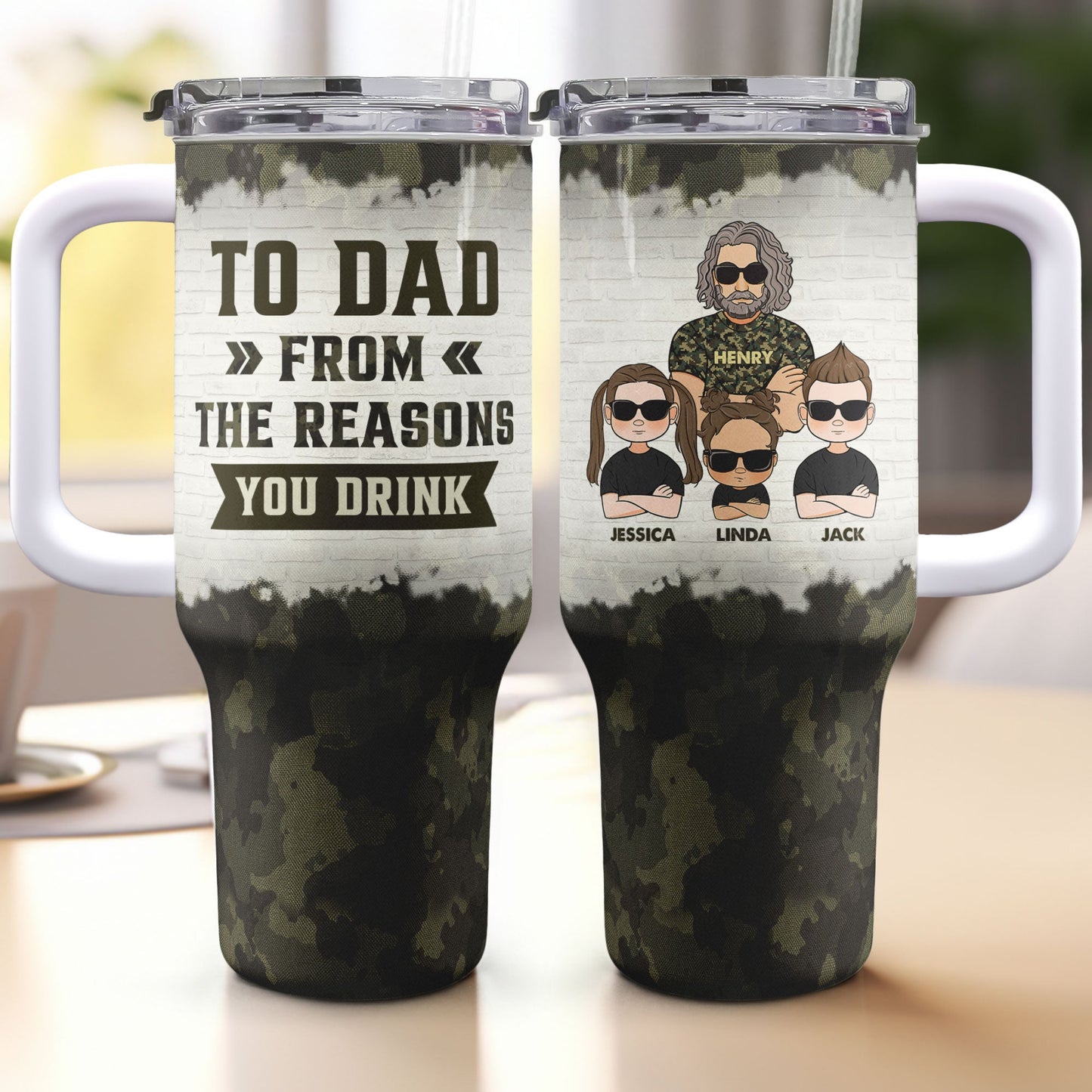 Dad Fist Bump Kids Names Father's Day Gift Tumbler 2005HW1