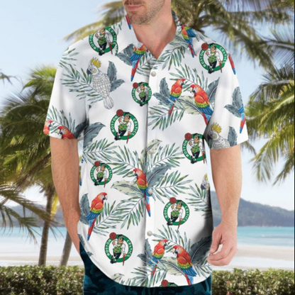 Boston Team Logo Floral Hawaiian Shirt- 406TTHS158