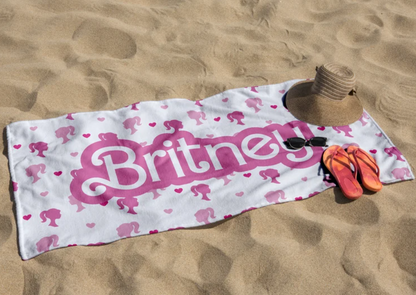 Barbie Inspired Custom Name Beach Towel- 407TTBT117