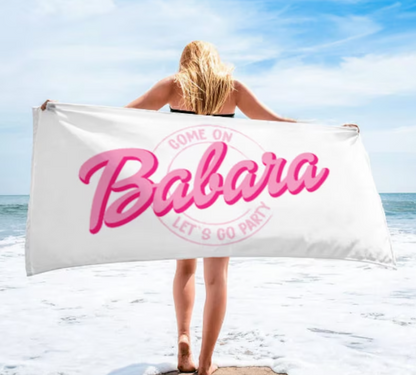 Barbie Let's Go Party Custom Name Beach Towel- 407TTBT120