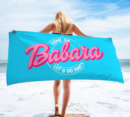 Barbie Let's Go Party Custom Name Beach Towel- 407TTBT120