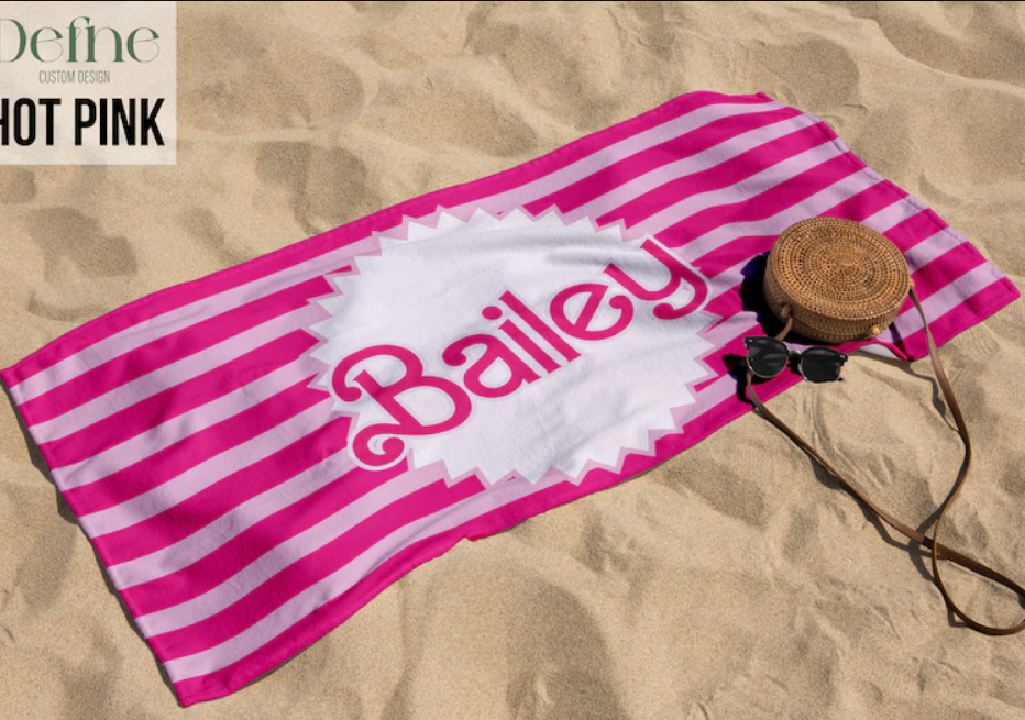 Barbie Inspired Birthday Vacation Gift Pink Beach Towel- 407TTBT119