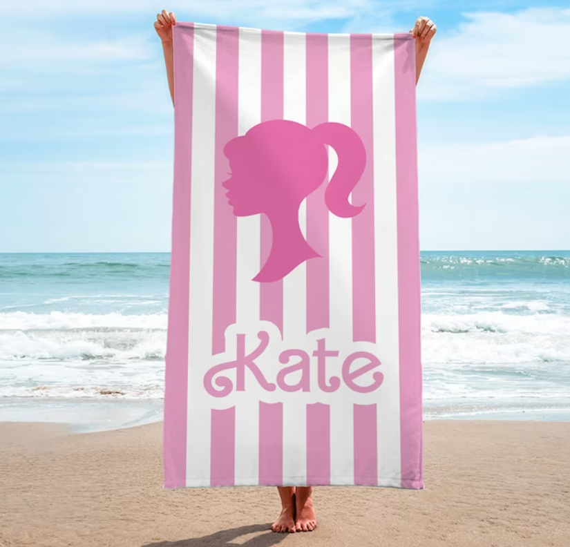 Let's Go Party Custom Name Doll Logo Beach Towel- 407TTBT116