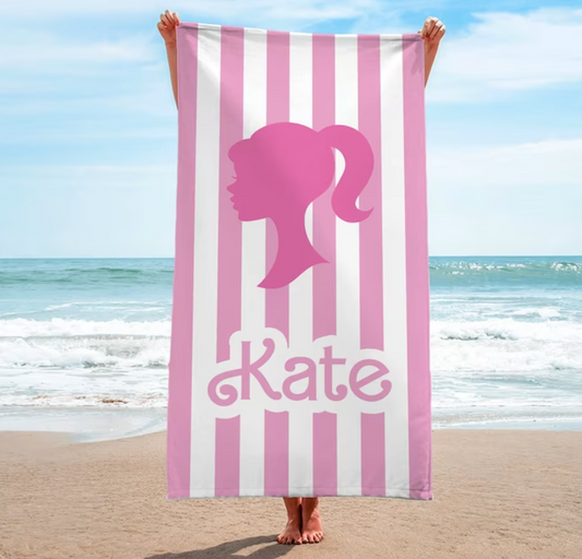 Let's Go Party Custom Name Doll Logo Beach Towel- 407TTBT116