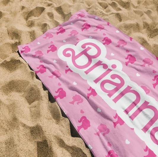 Barbie Inspired Custom Name Beach Towel- 407TTBT117