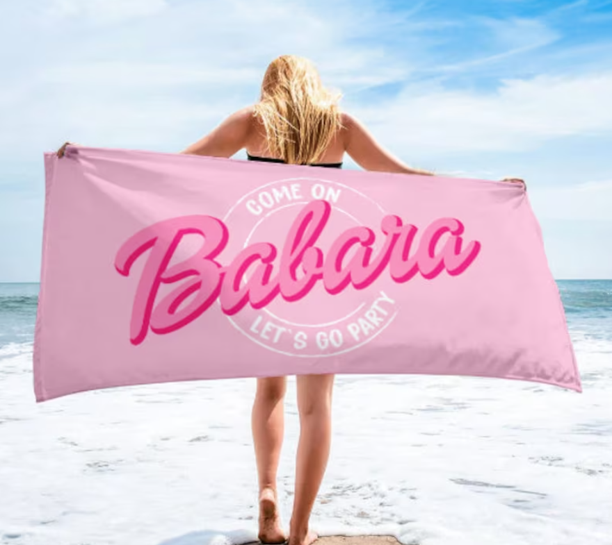 Barbie Let's Go Party Custom Name Beach Towel- 407TTBT120