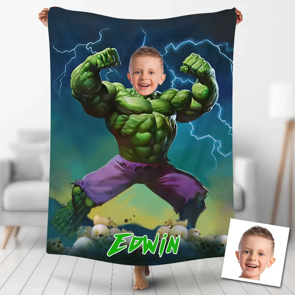 Hulk Fighting Custom Face/Name Blanket 23B5