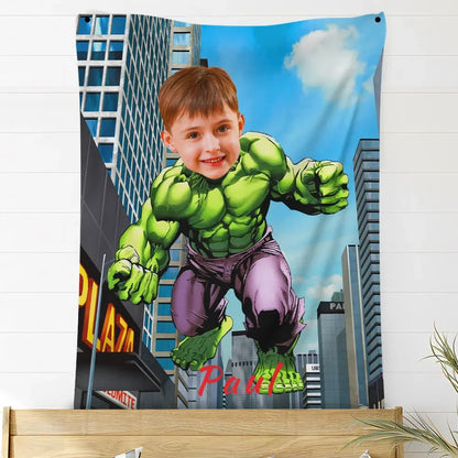 Hulk Hot Superhero Custom Face/Name Blanket B21