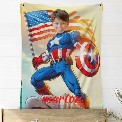 Captain America Custom Face/Name Blanket 23B3