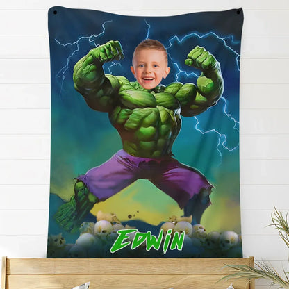 Hulk Fighting Custom Face/Name Blanket 23B5