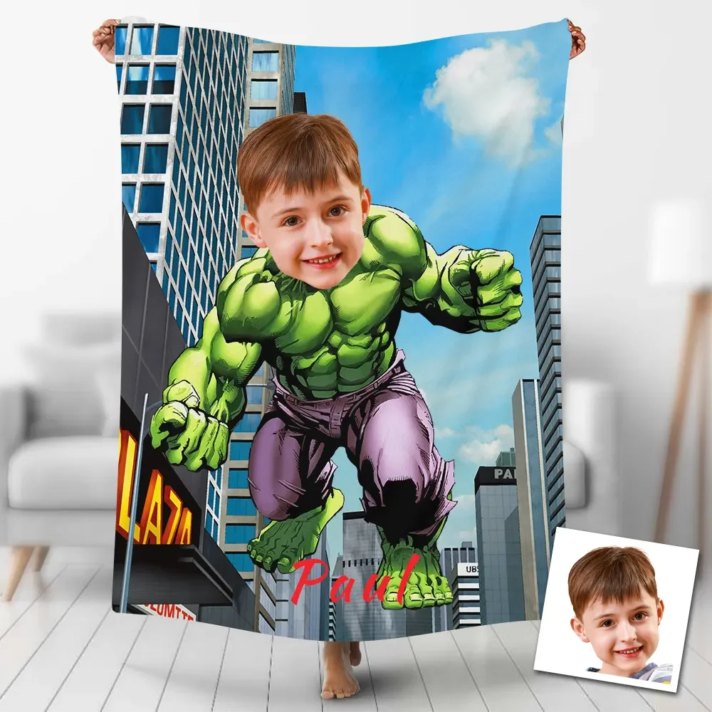 Hulk Hot Superhero Custom Face/Name Blanket B21