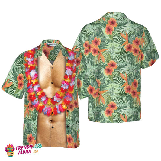 Funny Aloha Tropical Flowers Costume Men Unisex Hawaiian Shirt