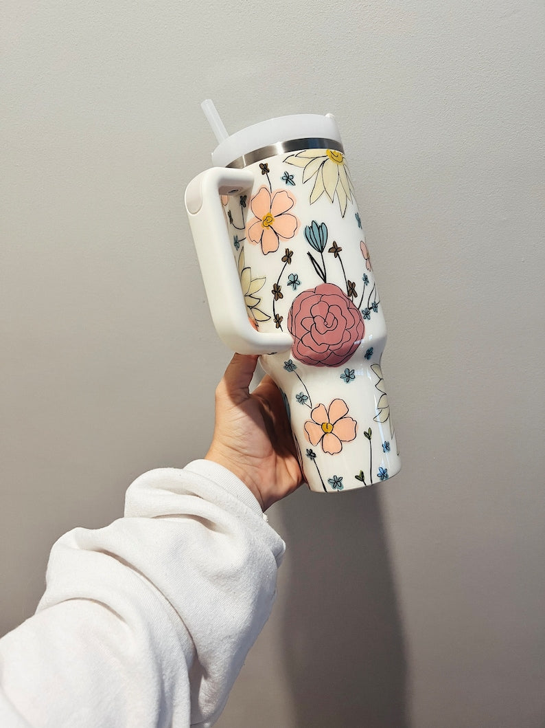 Pastel Floral 40 oz Tumbler HKT25