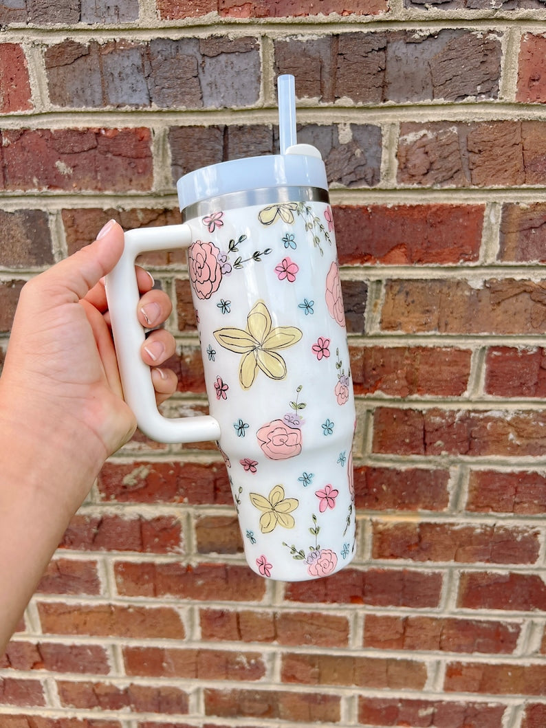 Pastel Floral 40 oz Tumbler HKT24