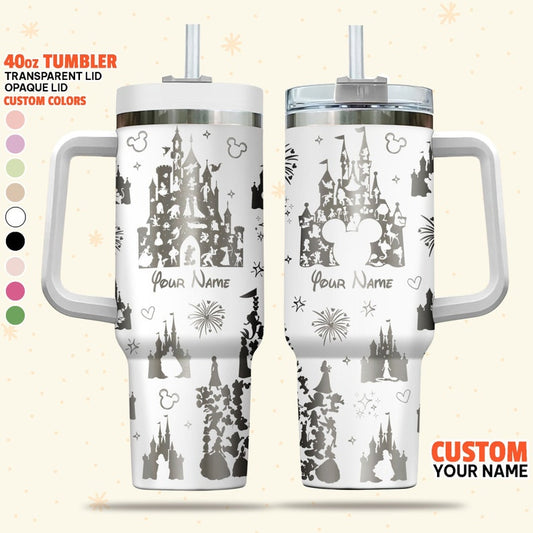 Custom Name Disney Friends Castle Silhouette 40 oz Tumbler 2705TW35