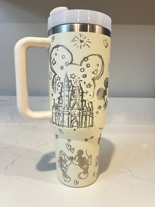 Disney Mickey and Minnie Embracing by the Castle 40 oz Tumbler 2705TW32