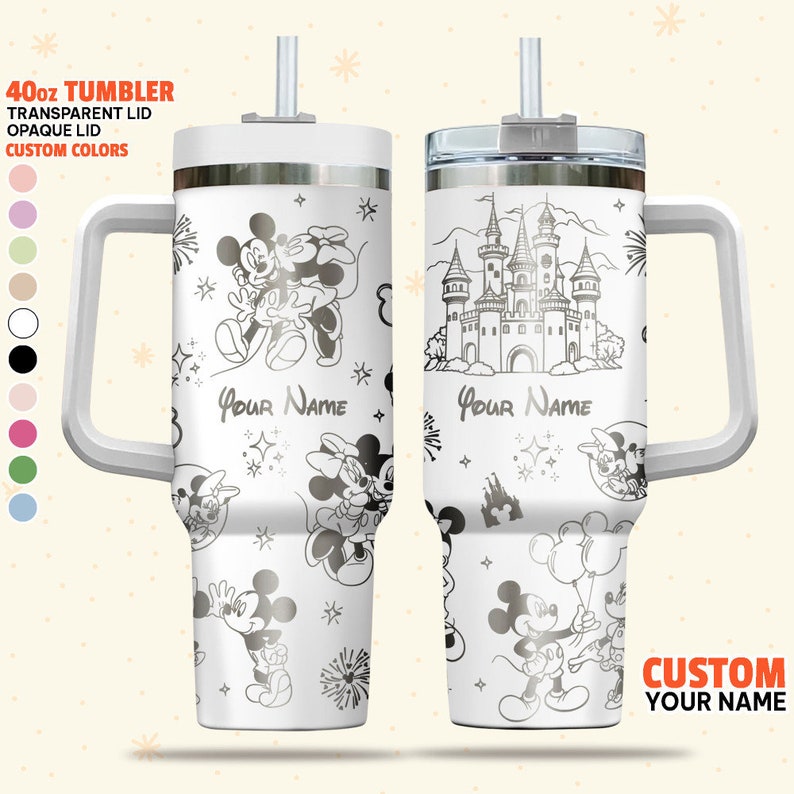 Custom Name Disney Mickey and Minnie Couple Tumbler 40 Oz Tumbler 1605TW21 - Perfect Gift For Fans