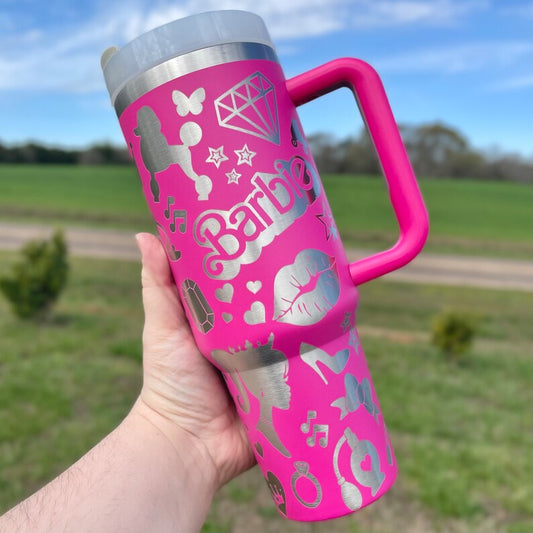 Barb 40oz Hot Pink Engraved Doll 40oz Tumbler 1405TLS6