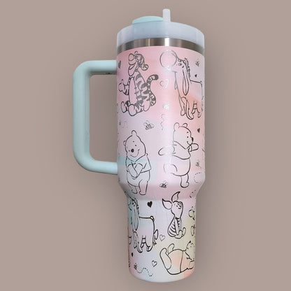 Winnie the Pooh Bear Engraved Hundred Acre Wood, Tiger, Eeyore, Piglet 40oz Tumbler 1405TLS1