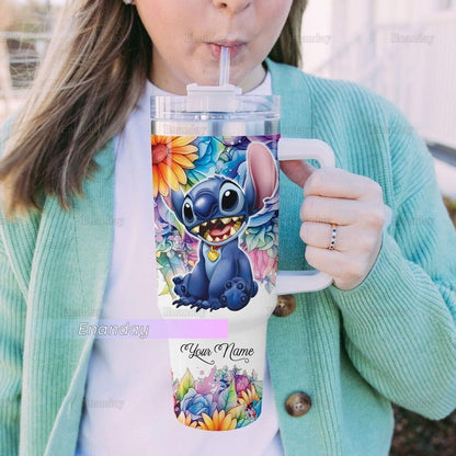 Custom Name Stitch Cartoon 40oz Tumbler  - Perfect For Fan Disney 40oz Tumbler 1305TLS11