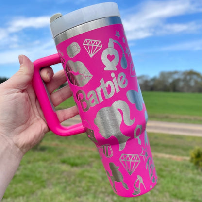 Barb 40oz Hot Pink Engraved Doll 40oz Tumbler 1405TLS6