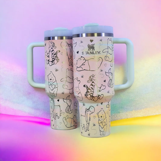 Winnie the Pooh Bear Engraved Hundred Acre Wood, Tiger, Eeyore, Piglet 40oz Tumbler 1405TLS1