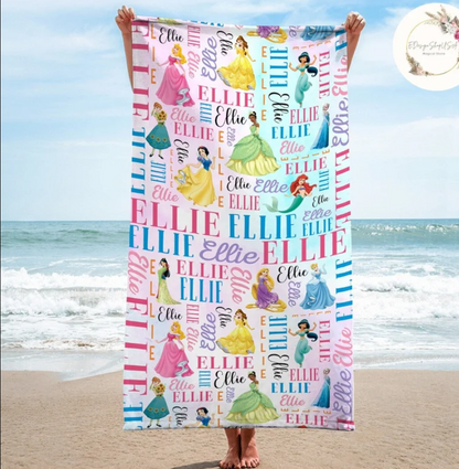 Disney Princess Custom Name Beach Towel- 406TTBT151