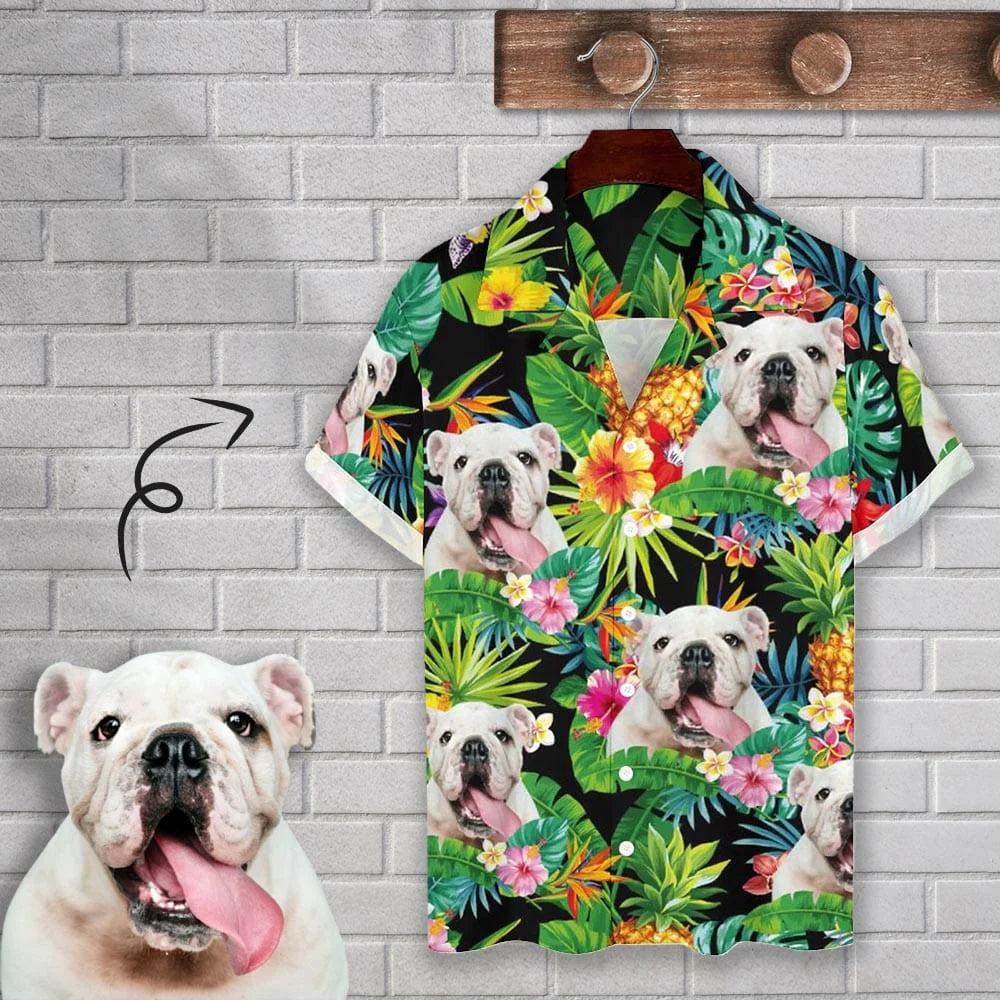 Custom Face Hawaiian Shirt All Over Print Unisex Shirt Pineapple Leaves Create