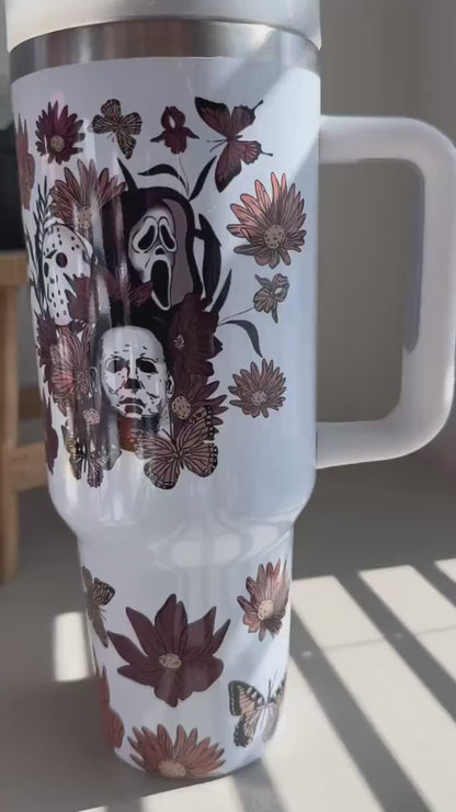 Spring Floral Horror Movie Halloween 40oz Tumbler- 406TTTB040