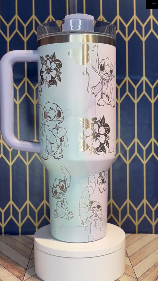 Stitch's Galactic Mischief Laser Engraved Tumbler - Disney Fan Gift 1305DL26