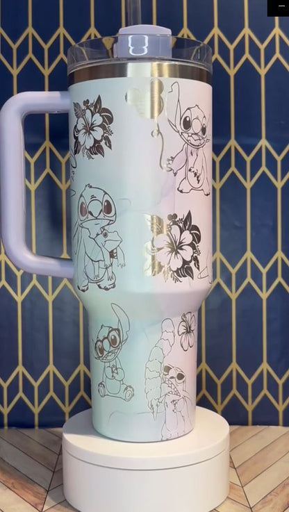 Stitch's Galactic Mischief Laser Engraved Tumbler - Disney Fan Gift 1305DL26