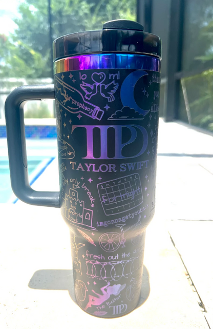 Swiftie Eras Or Tortured Poets Department Engraved Tumbler- 406TTTB165