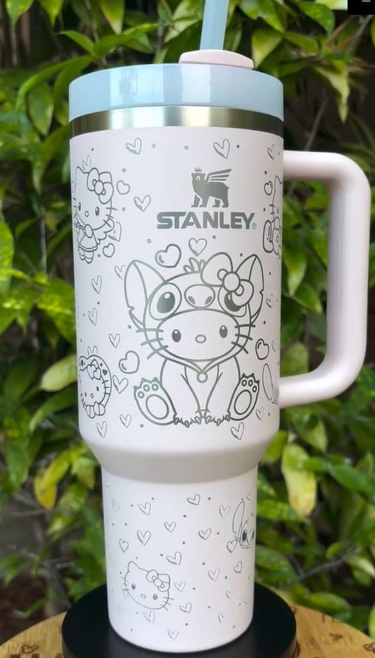 Kitty & Stitch Cartoon 40oz Tumbler - Perfect For Fan 40oz Tumbler 1505hkt15